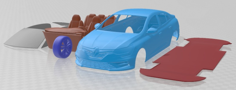 Renault Megane Sedan 2020 Printable Car 3Dプリントモデル .c4d .max .obj .3ds .fbx .stl .blend 