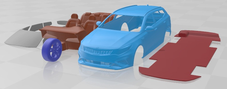 Kia Optima Sportswagon 2019 Printable Car 3Dプリントモデル .c4d .max .obj .3ds .fbx .stl .blend 