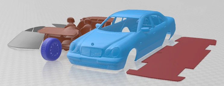 Mercedes Benz E Class W210 Sedan 1996 Printable Car 3D Print Model .c4d .max .obj .3ds .fbx .stl .blend