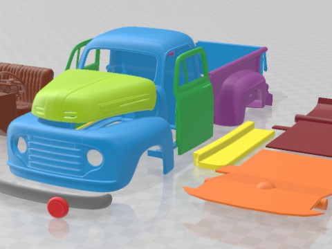 F1 Pickup Truck 1950 Printable Car Model Cetak 3D
