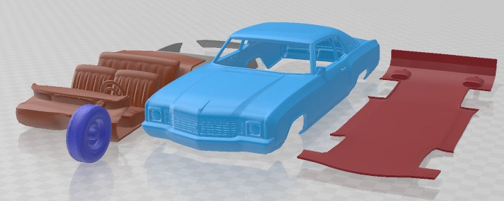 Chevrolet Monte Carlo 1972 Printable Car 3D Print Model .c4d .max .obj .3ds .fbx .stl .blend 