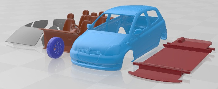 Toyota Yaris Mk1 XP10 5 doors 1999 Printable Car 3D-Druckmodell .c4d .max .obj .3ds .fbx .stl .blend 