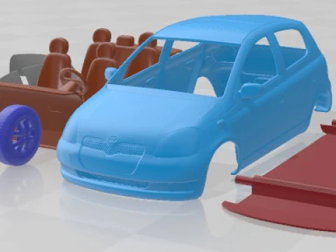 토요타 야리스 Mk1 XP10 5도어 1999 인쇄 가능한 자동차 3D 프린트 모델