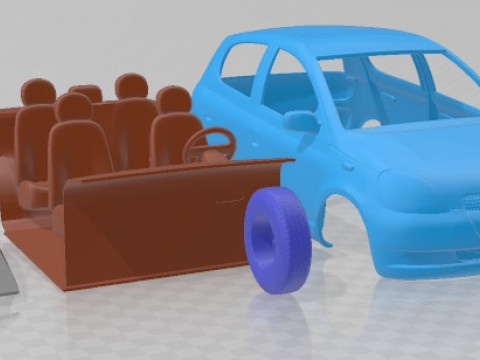 Toyota Yaris Mk1 XP10 5 doors 1999 Printable Car 3D-Druckmodell