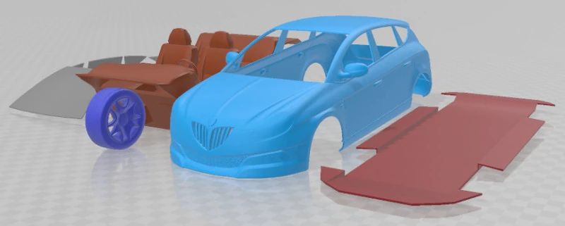 Lancia Delta 2009 Printable Car 3D Print Model .c4d .max .obj .3ds .fbx .stl .blend 