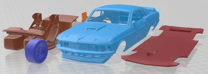 Mustang John Bowe 1969 Printable Car 3D Print Model .c4d .max .obj .3ds .fbx .stl .blend