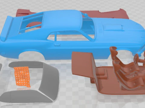 Mustang John Bowe 1969 Printable Car 3D Print Model