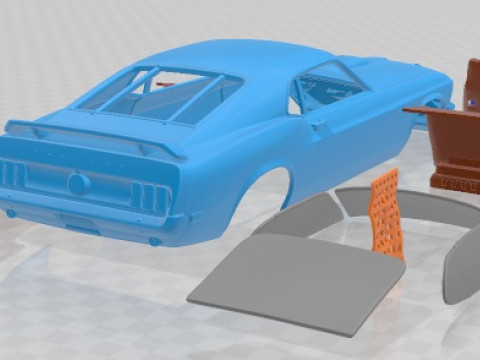 Mustang John Bowe 1969 Printable Car 3D Принт Модель