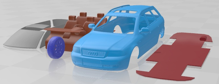 Audi A4 Avant 1999 Printable Car 3D-printmodel .c4d .max .obj .3ds .fbx .stl .blend 