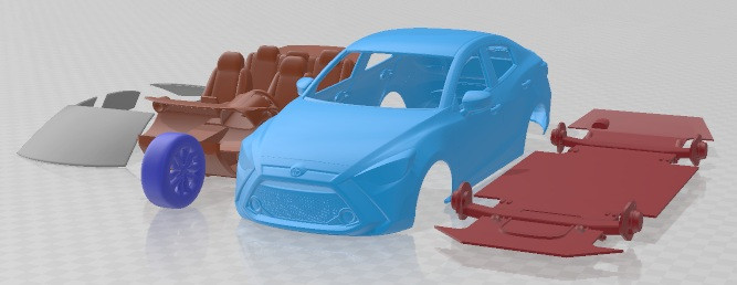 Toyota Yaris Sedan 2019 Printable Car 3D Print Model .c4d .max .obj .3ds .fbx .stl .blend 