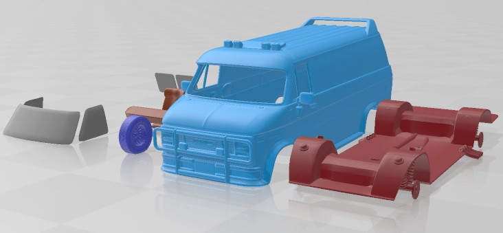 GMC Vandura 1983 A Team Van Printable 3D प्रिंट मॉडल .c4d .max .obj .3ds .fbx .stl .blend 