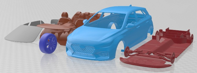 Hyundai i30 N-line 2019 Printable Car 3D Принт Модель .c4d .max .obj .3ds .fbx .stl .blend 