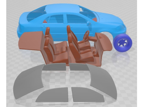 Toyota Corolla E120 2005 Printable Car 3D Print Model