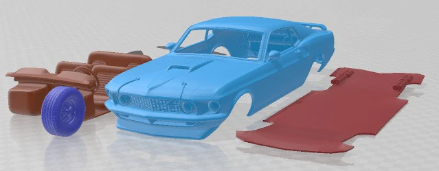 Mustang Mach 1 351 1969 Printable Car 3D Print Model .c4d .max .obj .3ds .fbx .stl .blend