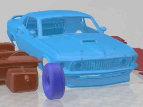 Mustang Mach 1 351 1969 Printable Car 3D Print Model