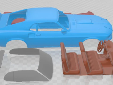 Mustang Mach 1 351 1969 Printable Car 3D Print Model