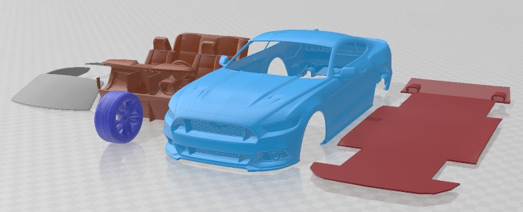 Mustang GT 2015 Printable Car Model do druku 3D .c4d .max .obj .3ds .fbx .stl .blend 
