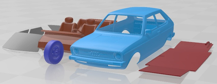 Audi 50 1974 Printable Car 3D Print Model .c4d .max .obj .3ds .fbx .stl .blend 
