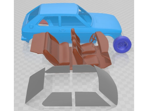 Audi 50 1974 Printable Car 3D Print Model