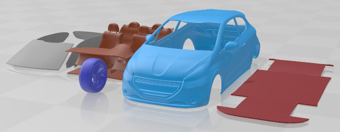 Peugeot 208 GTI 2013 Printable Car 3D Print Model .c4d .max .obj .3ds .fbx .stl .blend 