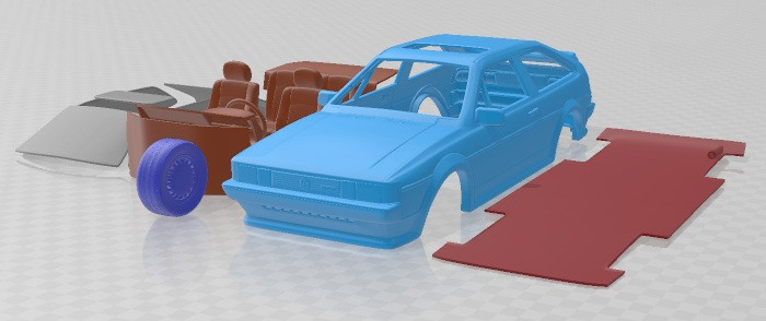 Volkswagen Scirocco 1986 Printable Car Modelo de Impressão 3D .c4d .max .obj .3ds .fbx .stl .blend 