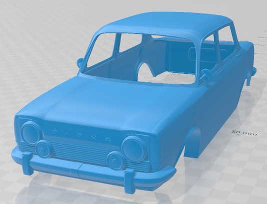 Simca 1000 Printable Body Car 3D प्रिंट मॉडल .c4d .max .obj .3ds .fbx .stl .blend