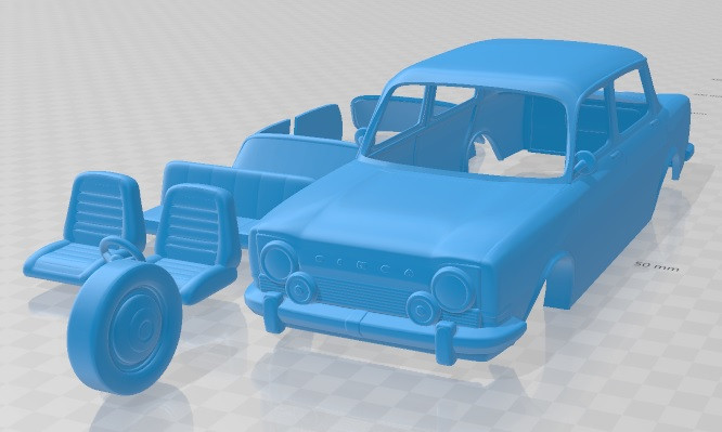 Simca 1000 Printable Car Model do druku 3D .c4d .max .obj .3ds .fbx .stl .blend 