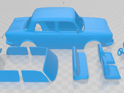 Simca 1000 Printable Car 3D Print Model