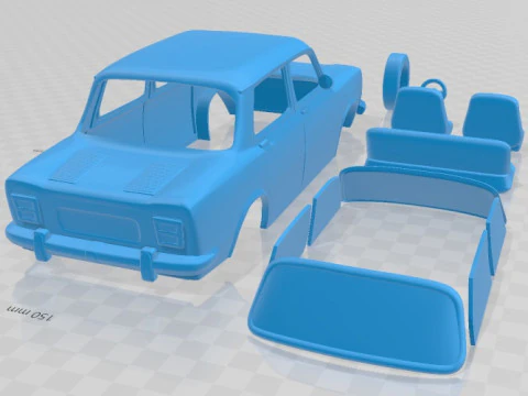 Simca 1000 Printable Car 3D Print Model