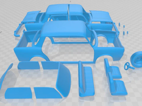 Simca 1000 Printable Car 3D Print Model