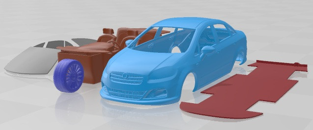 Fiat Linea 2013 Printable Car Model Cetak 3D .c4d .max .obj .3ds .fbx .stl .blend