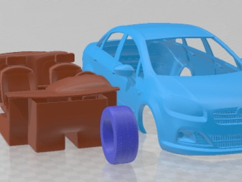 Fiat Linea 2013 Printable Car Model Cetak 3D