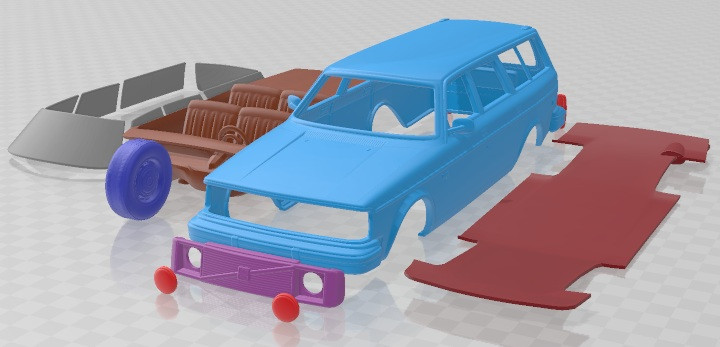 Volvo 245 Wagon 1975 Vers 2 Printable Car Modello di stampa 3D .c4d .max .obj .3ds .fbx .stl .blend 