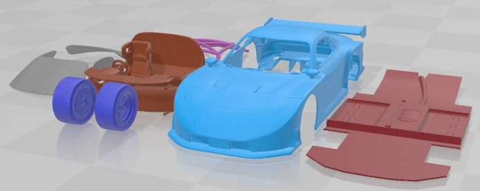 Mazda RX7 1996 Printable Car 3D Print Model .c4d .max .obj .3ds .fbx .stl .blend 