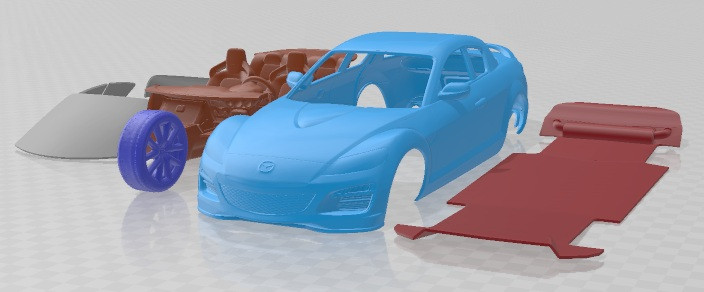 Mazda RX 8 2008 Printable Car 3D Baskı Modeli .c4d .max .obj .3ds .fbx .stl .blend 