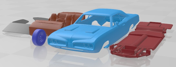 Dodge Coronet Super Bee 1970 Printable Car 3Dプリントモデル .c4d .max .obj .3ds .fbx .stl .blend 