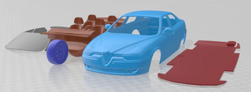 Alfa Romeo 156 1997 Printable Car 3D Print Model .c4d .max .obj .3ds .fbx .stl .blend