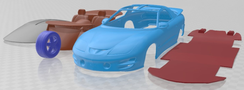 Pontiac Firebird Trans Am 1998 Printable Car Modello di stampa 3D .c4d .max .obj .3ds .fbx .stl .blend 