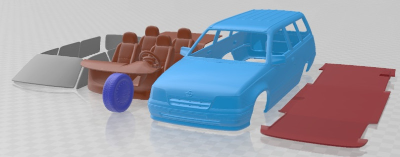 Opel Kadett Wagon 1991 Printable Car 3D 프린트 모델 .c4d .max .obj .3ds .fbx .stl .blend 