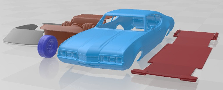 Oldsmobile Cutlass 442 3817 Holiday Coupe 1966 Printable Car 3D प्रिंट मॉडल .c4d .max .obj .3ds .fbx .stl .blend 