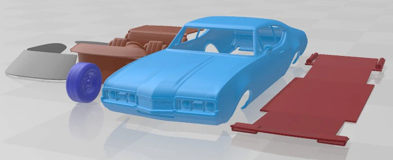 Oldsmobile Cutlass 442 3817 Holiday Coupe 1966 Printable Car 3D Print Model .c4d .max .obj .3ds .fbx .stl .blend 