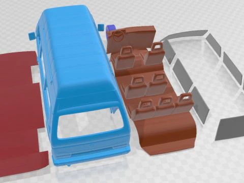 Volkswagen Transporter T3 Passenger Van High Roof 1980 Printable 3D Print Model