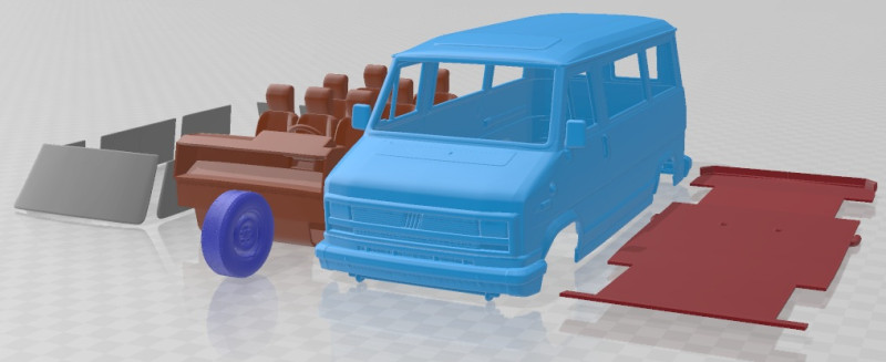 Fiat Ducato 1981 Printable Van 3Dプリントモデル .c4d .max .obj .3ds .fbx .stl .blend 