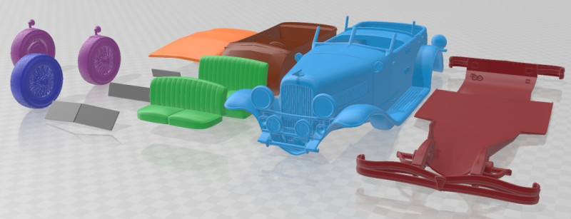 Duesenberg SJ Convertible 1932 Printable Car 3D Print Model .c4d .max .obj .3ds .fbx .stl .blend 