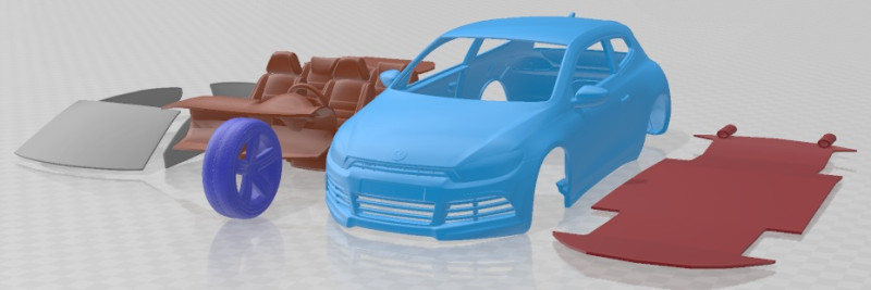 Volkswagen Scirocco R 2010 Printable Car 3D-printmodel .c4d .max .obj .3ds .fbx .stl .blend 