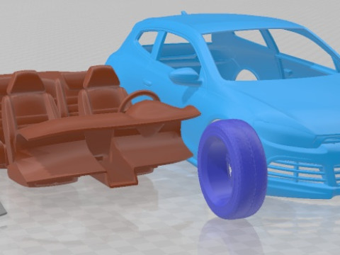 Volkswagen Scirocco R 2010 Printable Car 3D-printmodel