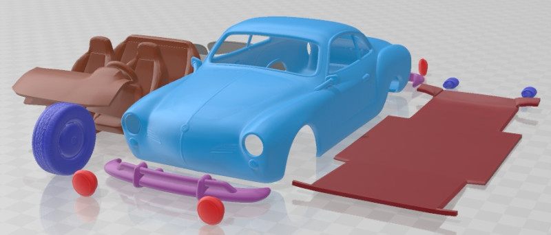 Volkswagen Karmann Ghia Coupe 1955 V2 Printable Car Modelo de impresión 3D .c4d .max .obj .3ds .fbx .stl .blend 