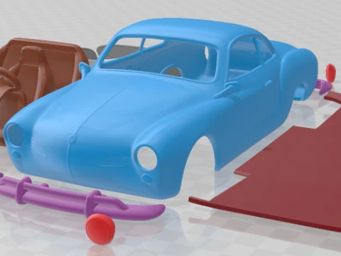 Volkswagen Karmann Ghia Coupe 1955 V2 Printable Car 3D Print Model