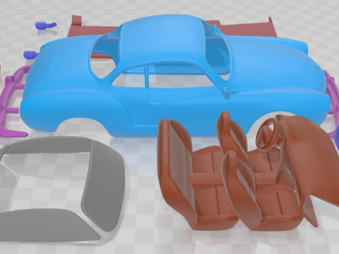 Volkswagen Karmann Ghia Coupe 1955 V2 Printable Car Modelo de impresión 3D