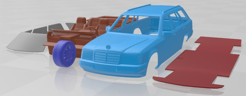 Mercedes Benz E W124 Touring Printable Car 3D 프린트 모델 .c4d .max .obj .3ds .fbx .stl .blend 